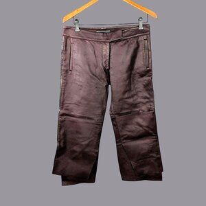 I.E. Uniform Pants 6 Small Red Leather Crop Wide Leg